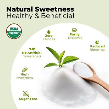 Viccoky Organic Stevia Powder 6oz (171g), Pure Stevia Extract Powder, Sugar-Free & 0 Calories, No Additives