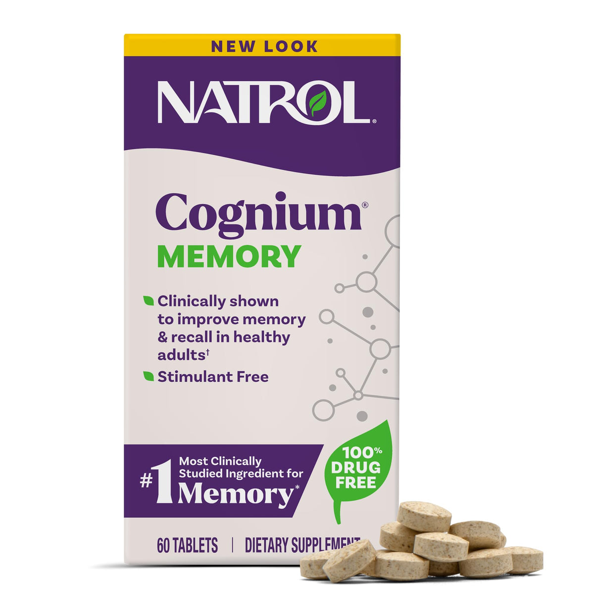 Natrol Cognium Memory, Brain Health Supplements for Adults, Brain Memory Supplements, Enhances Mental Agility in Healthy Adults,
