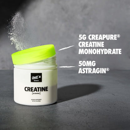 GHOST Basics Creatine Monohydrate Powder for Men & Women – 5G Creapure Creatine Workout Supplement for Muscle Gain – Vegan, Soy Free & Gluten Free - 50 Servings