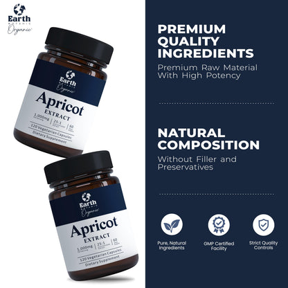 Earth BOTANIC Organic Apricot Extract, 1000 mg 120 Veggie Capsules (Vegan, Non-GMO) Herbal Supplements Earth BOTANIC OrganicBuy Supplements Australia