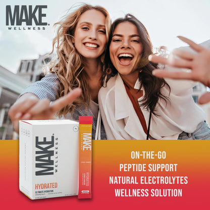 Make Wellness HYDRATED | 30 Servings | Grapefruit Flavor | Supports Hydration & Electrolyte Balance | Bioactive Peptide Blend for Daily Overall Wellness Make WellnessBuy Supplements Australia