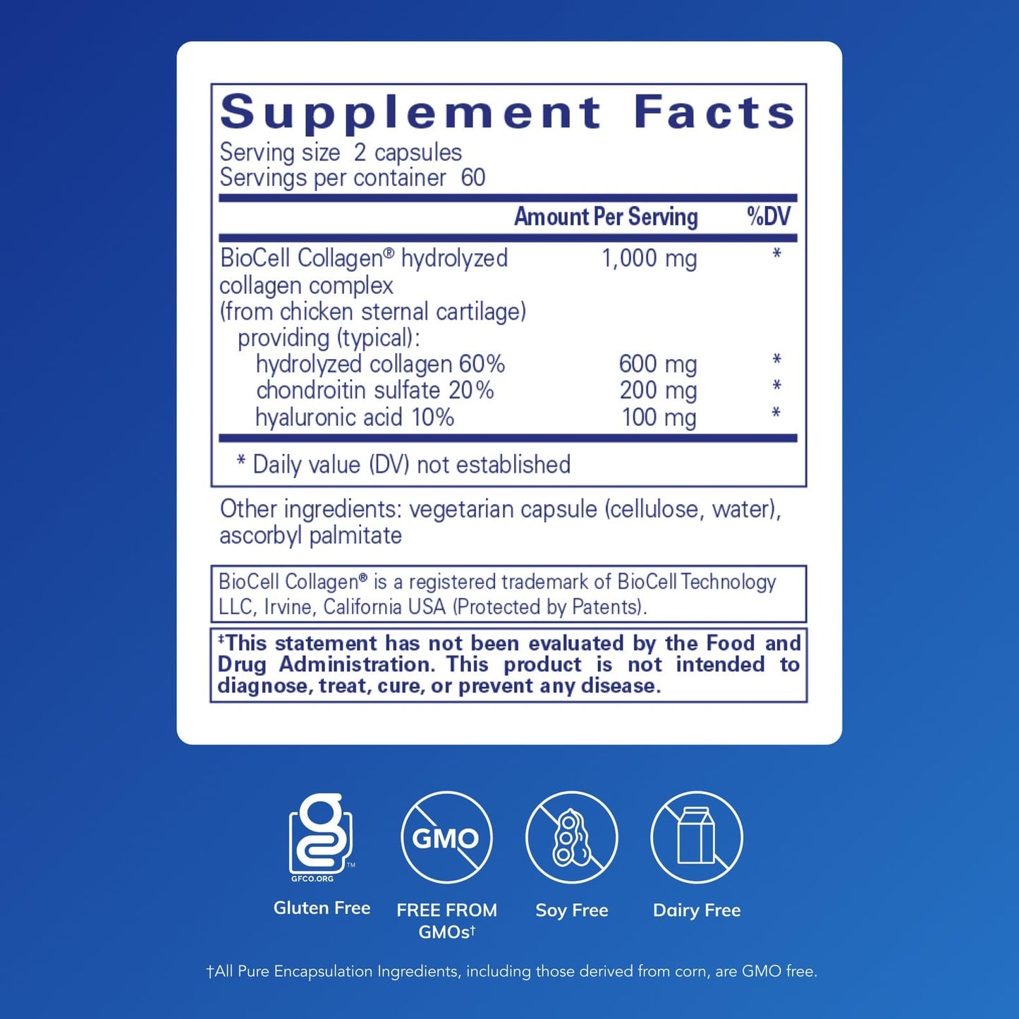 Pure Encapsulations Collagen JS - Skin & Joint Health* - 1,000 mg Hydrolyzed Biocell Collagen - Gluten Free & Non-GMO - 120 Capsules