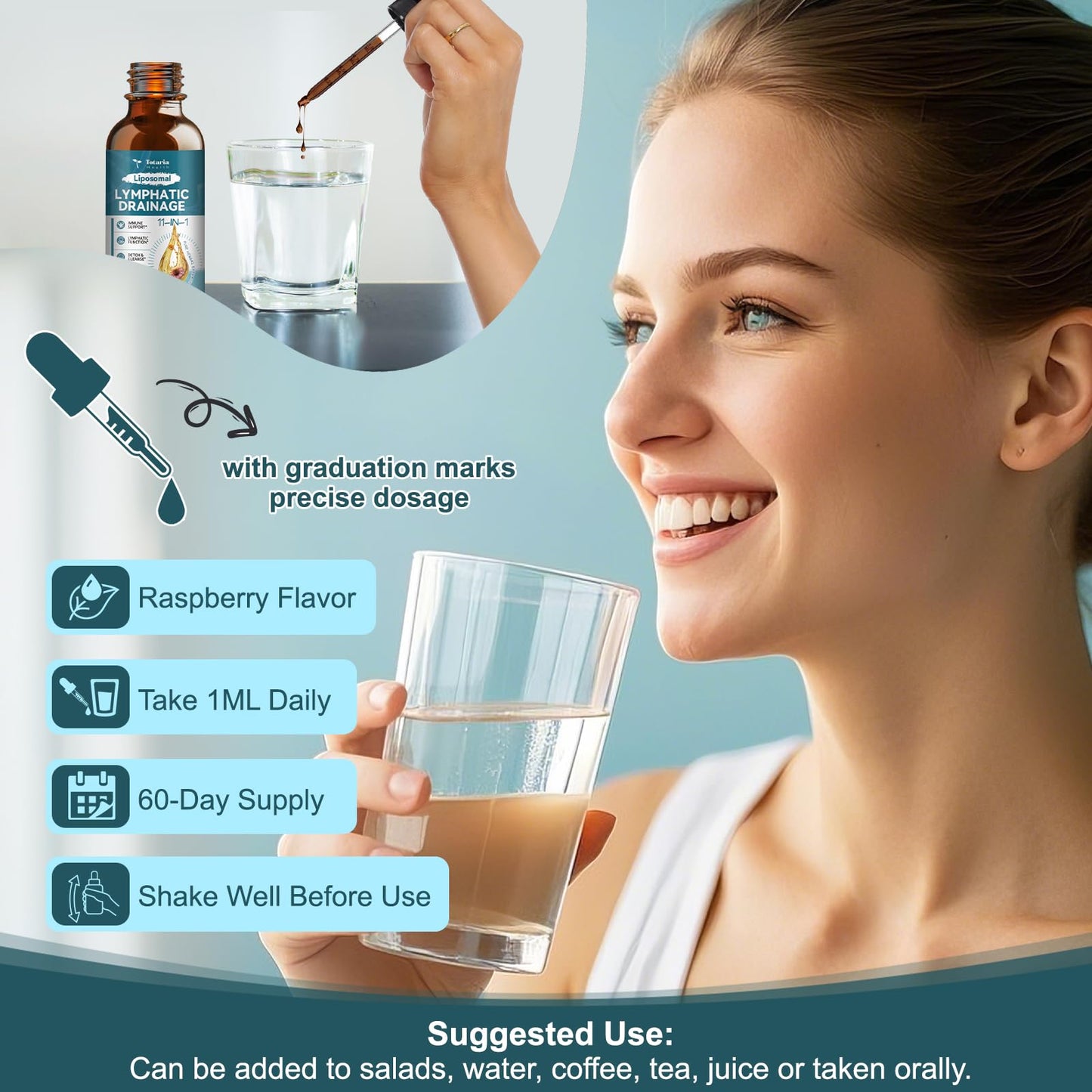 Liposomal Lymphatic Drainage Drops - 11 In 1 Organic Lymphatic Drainage Supplement with Burdock Root, Echinacea, Elderberry, Calendula, Cleavers Herb, Dandelion Supports Lymphatic Health 2 FL.OZ Totaria buy supplements Au