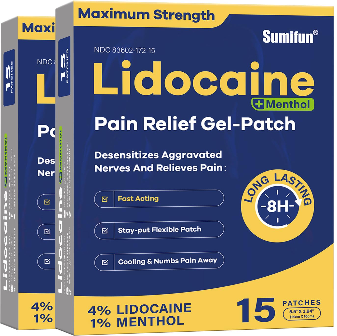 Sumifun 4% Lidocaine Patches Plus 1% Menthol - 30 Counts Maximum Strength OTC Pain Relief Patches for Back Ache Stiff Neck Joint Pain Muscle Soreness Topical Analgesic SumifunBuy Supplements Australia