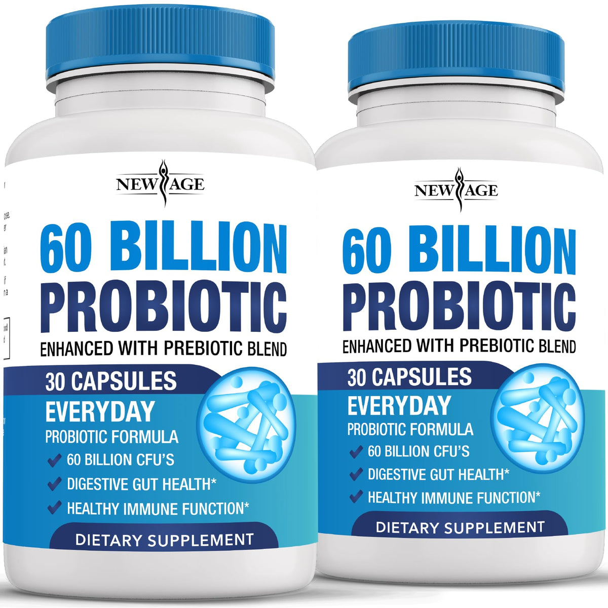 Probiotics 60 Billion CFU with Prebiotic Formula - Probiotics for Women and Men and Adults, 100% Natural Digestive Enzymes,