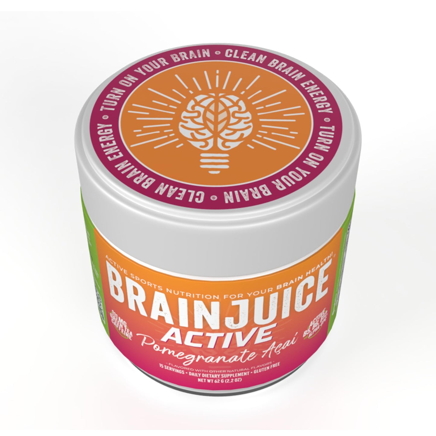 BrainJuice Nootropics Brain Support Supplement, Gluten Free Powder for Energy and Focus, Pre Workout w/Alpha GPC, Vitamin B & Organic Green Tea Extract Caffeine, Active Pomegranate Acai, 15 Servings BrainJuice buy supplements Au