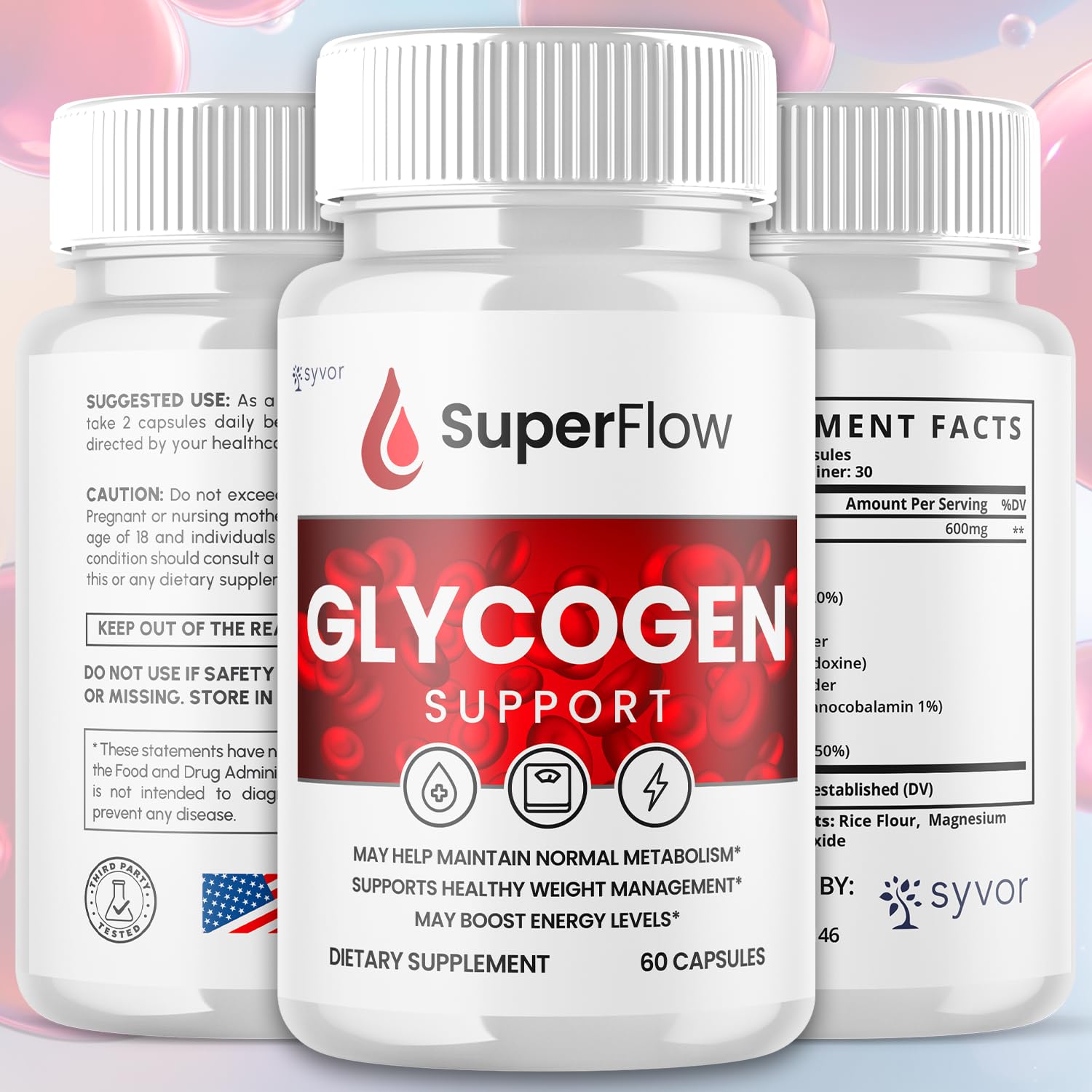Super Flow Glycogen Support, Official SuperFlow Advanced Formula Glyco Optimizer Capsules, All Natural Super Flow Glycogen Pills, Daily Wellness Supplement to Support Healthy Balance (60 Capsules) Syvor buy supplements Au