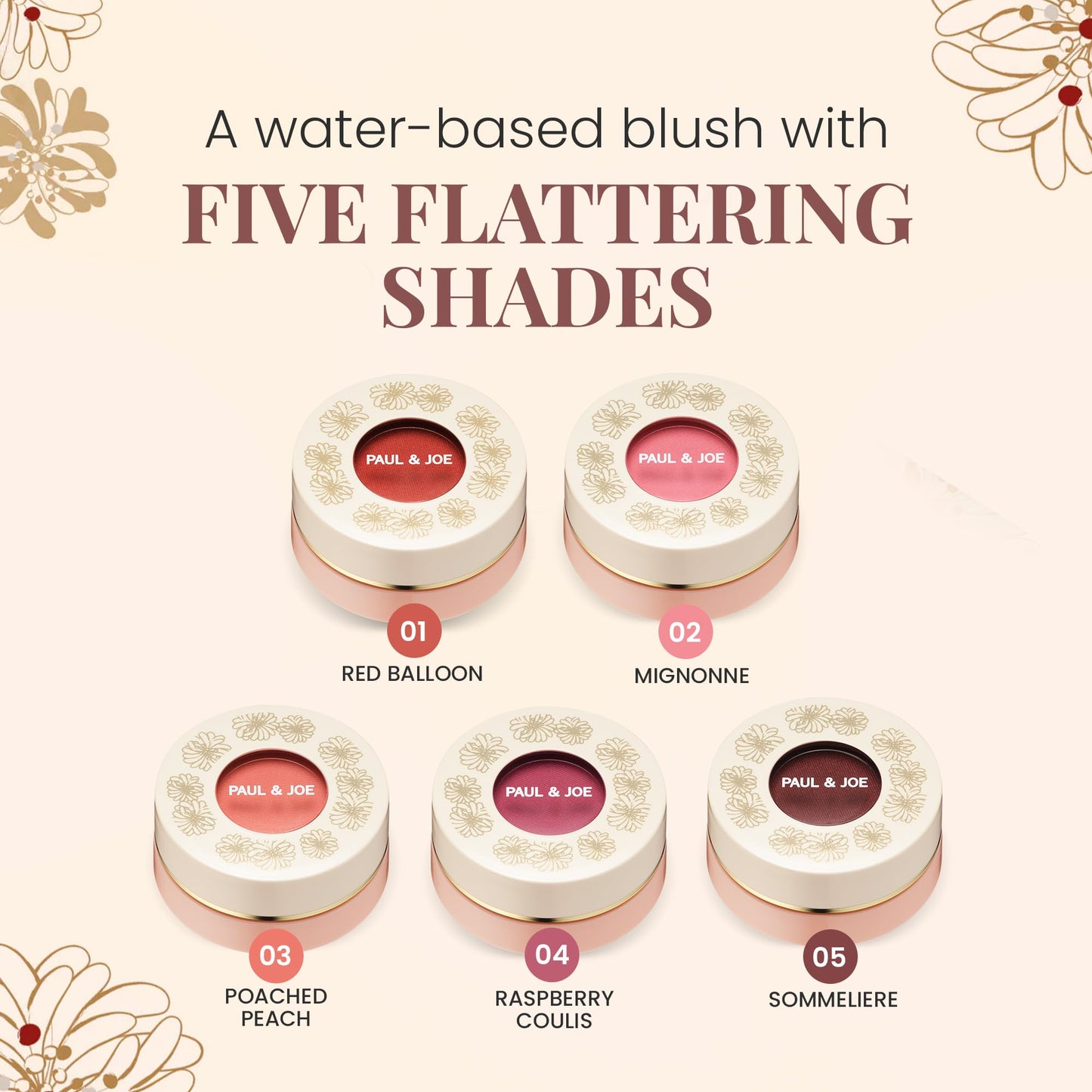 Paul & Joe Gel Blush, Bright and Buildable Blush Makeup, Water-Based Gel Makeup Blush with Hydrating Oils for Dewy, Radiant Finish, Garnet and Wine Red Cheek Tint, 05 Sommeliere, 0.71 oz Paul & JoeBuy Supplements Australia