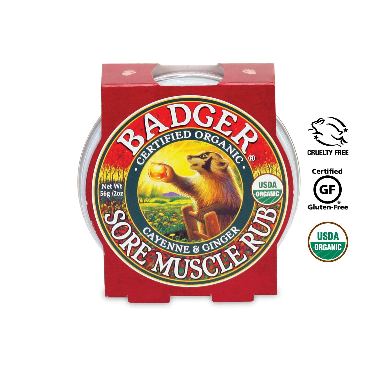 Badger Sore Muscle Rub Tin, Cayenne & Ginger, 2 oz (1 Pack) BadgerBuy Supplements Australia