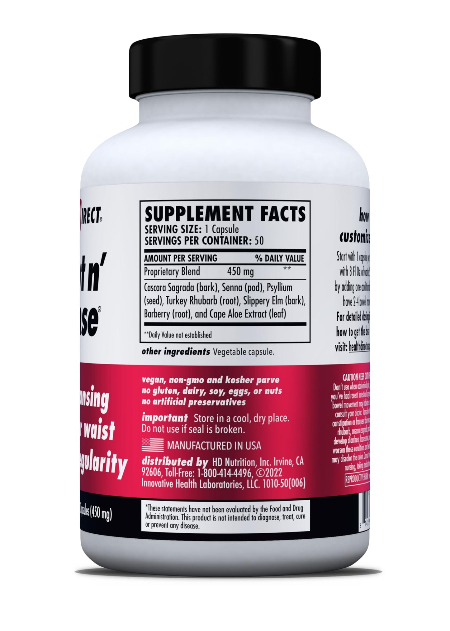 HEALTH DIRECT Sculpt n' Cleanse - Herbal Colon Cleanse for Digestive Health & Regularity - Natural Detox & Gut Flush Supplement - 50 Veggie Capsules
