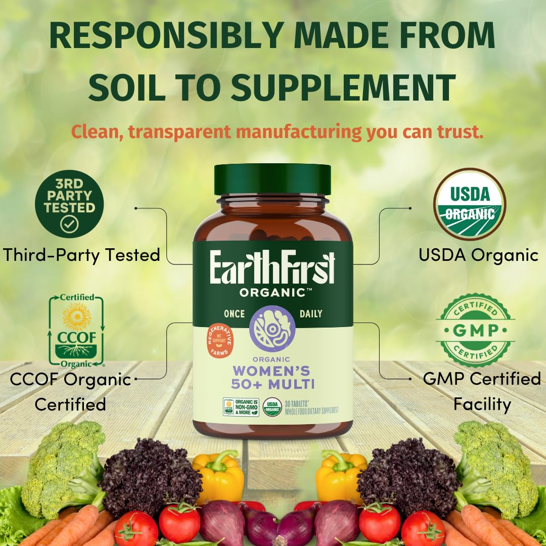 EarthFirst Organic Women's & Men's 50+ Once Daily Multi Bundle,19 Vitamins from Herbs & Superfoods, 30 Count EarthFirst Organic buy supplements Au