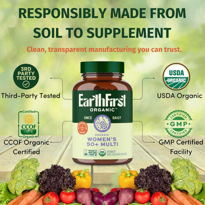 EarthFirst Organic Women's & Men's 50+ Once Daily Multi Bundle,19 Vitamins from Herbs & Superfoods, 30 Count EarthFirst Organic buy supplements Au