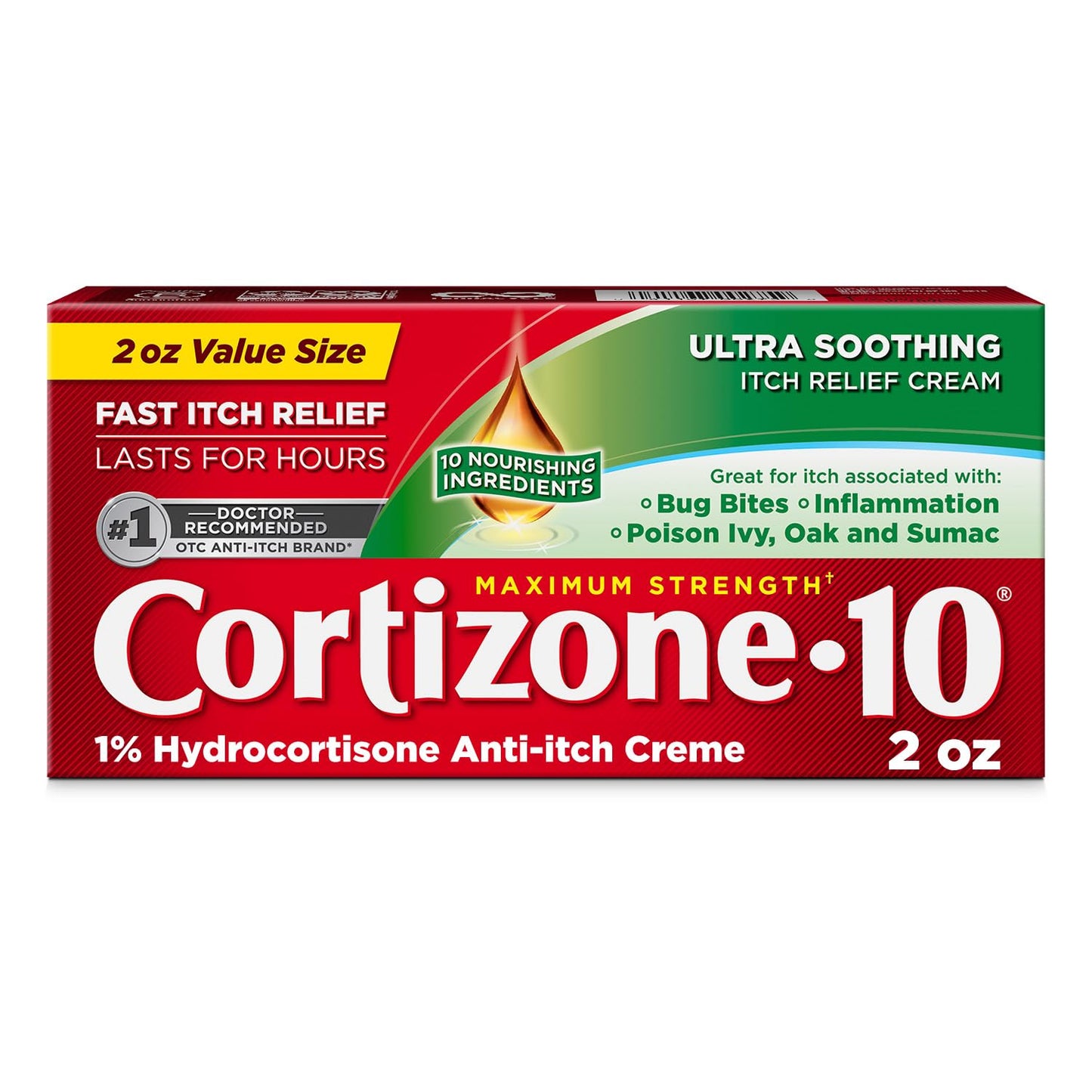 Cortizone-10 Maximum Strength Ultra Soothing Itch Relief Cream, 1% Hydrocortisone, Fast-Acting, Anti-Itch Cream for Bug Bites, Rash, Eczema, Psoriasis, Poison Ivy, Oak, Sumac & More, 2 oz Cortizone 10Buy Supplements Australia