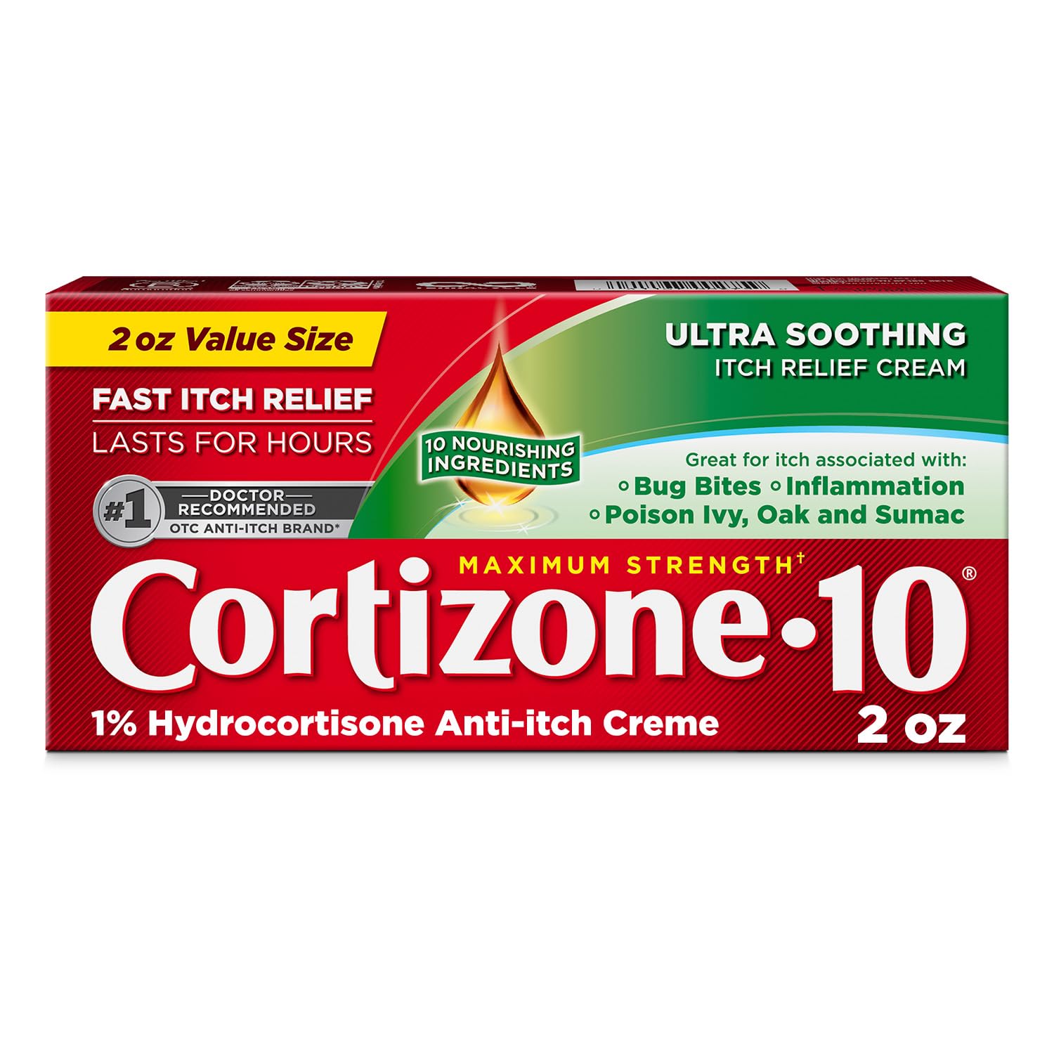 Cortizone-10 Maximum Strength Ultra Soothing Itch Relief Cream, 1% Hydrocortisone, Fast-Acting, Anti-Itch Cream for Bug Bites, Rash, Eczema, Psoriasis, Poison Ivy, Oak, Sumac & More, 2 oz Cortizone 10Buy Supplements Australia