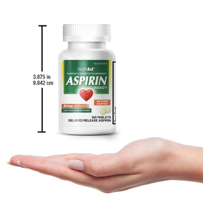HealthA2Z® Aspirin 81 mg | Low Strength | Enteric Coated | Pain Relief | Reduces Minor Aches Muscle Pain & Cramps | Fever Reducer | Reduces Headache (365 Counts) HealthA2ZBuy Supplements Australia