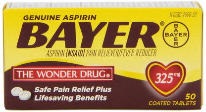 Genuine Bayer Aspirin 325mg Tablets, 50-Count (Pack of 2) BayerBuy Supplements Australia