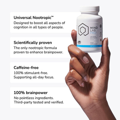 Mind Lab Pro® MLP® v4 Universal  Booster Supplement for Focus, Memory, Clarity, Energy - 60-Count - Plant-Based, Naturally Sourced Memory Vitamins