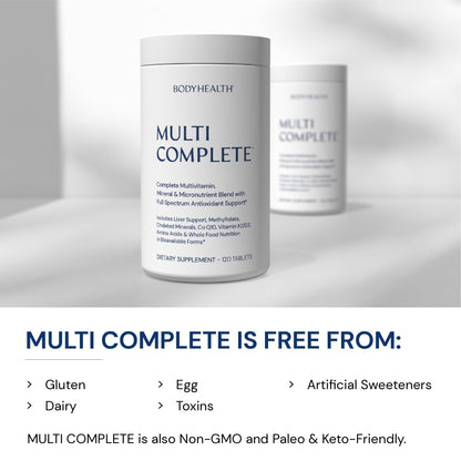 BodyHealth Multi Complete (120 Ct) Daily Multivitamin for Men and Women with Whole Foods, Minerals, Antioxidants, Organic Green Food Concentrates, and Liver Detox Extracts, Non GMO BodyHealth buy supplements Au