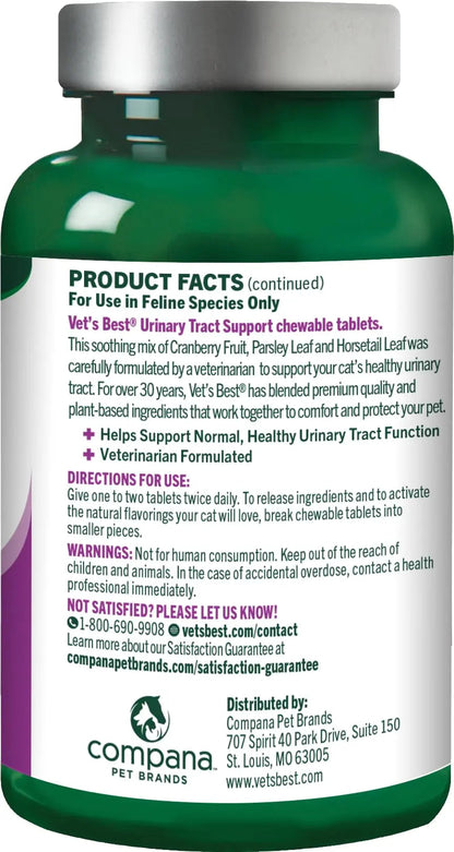 Vet's Best Cat Urinary Supplement, Urinary Tract Support Chewable for Cats, Supports A Healthy Urinary Tract in Cats, 60 Chewable Tablets Vet's BestBuy Supplements Australia