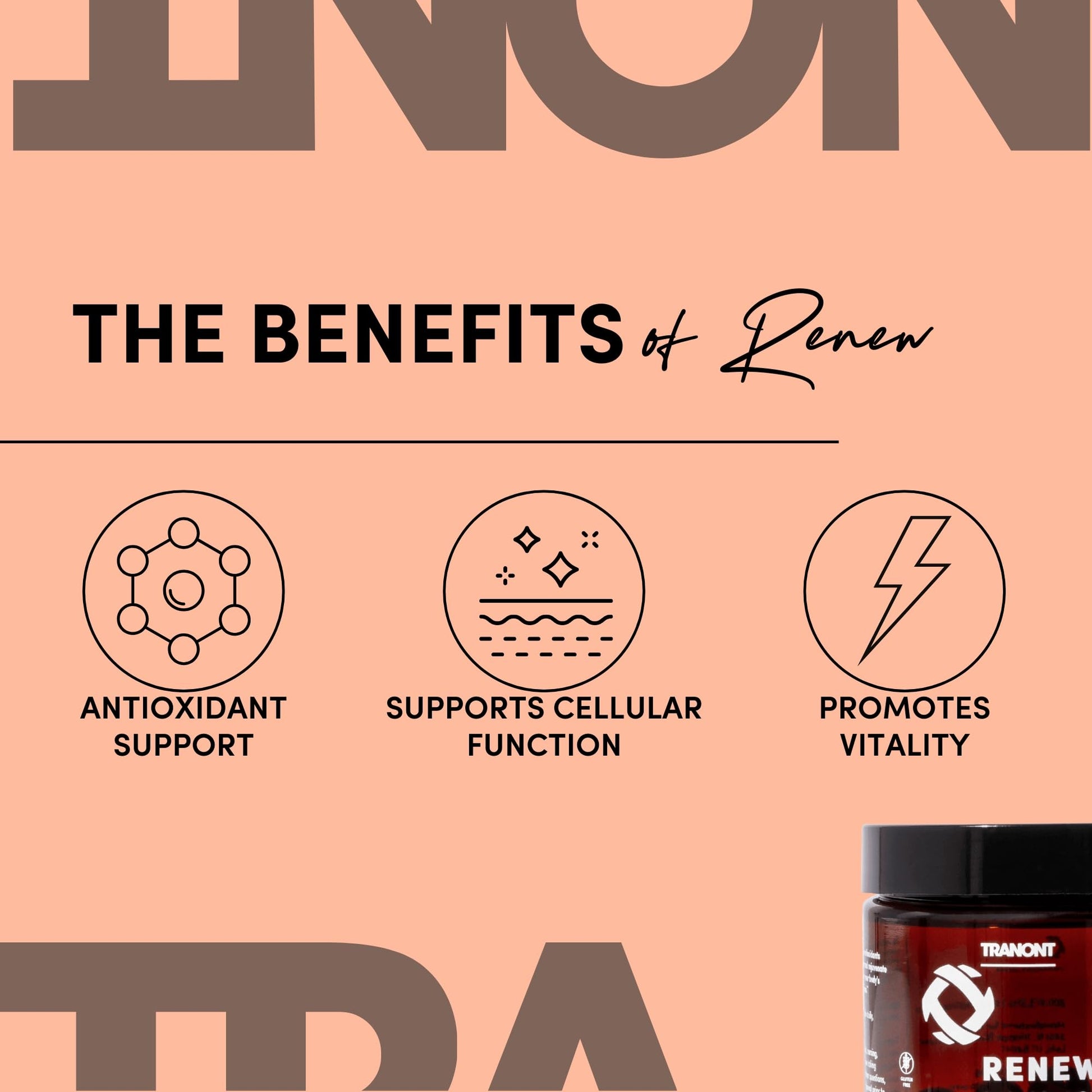 Tranont Renew - Antioxidant Complex for Vitality & Wellness | Vitamin E Tocotrienols & Geranylgeraniol | Supports Healthy Cellular Function, Joint Health, & Youthful Glow - 30 Capsules Tranont buy supplements Au