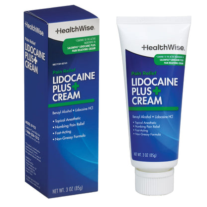 HealthWise Lidocaine Plus+ Cream | Numbs Away Pain | | Non-Greasy | 3.0 Oz | 4% OTC Lidocaine + 10% Benzyl Alcohol | Topical Anesthetic HealthWiseBuy Supplements Australia
