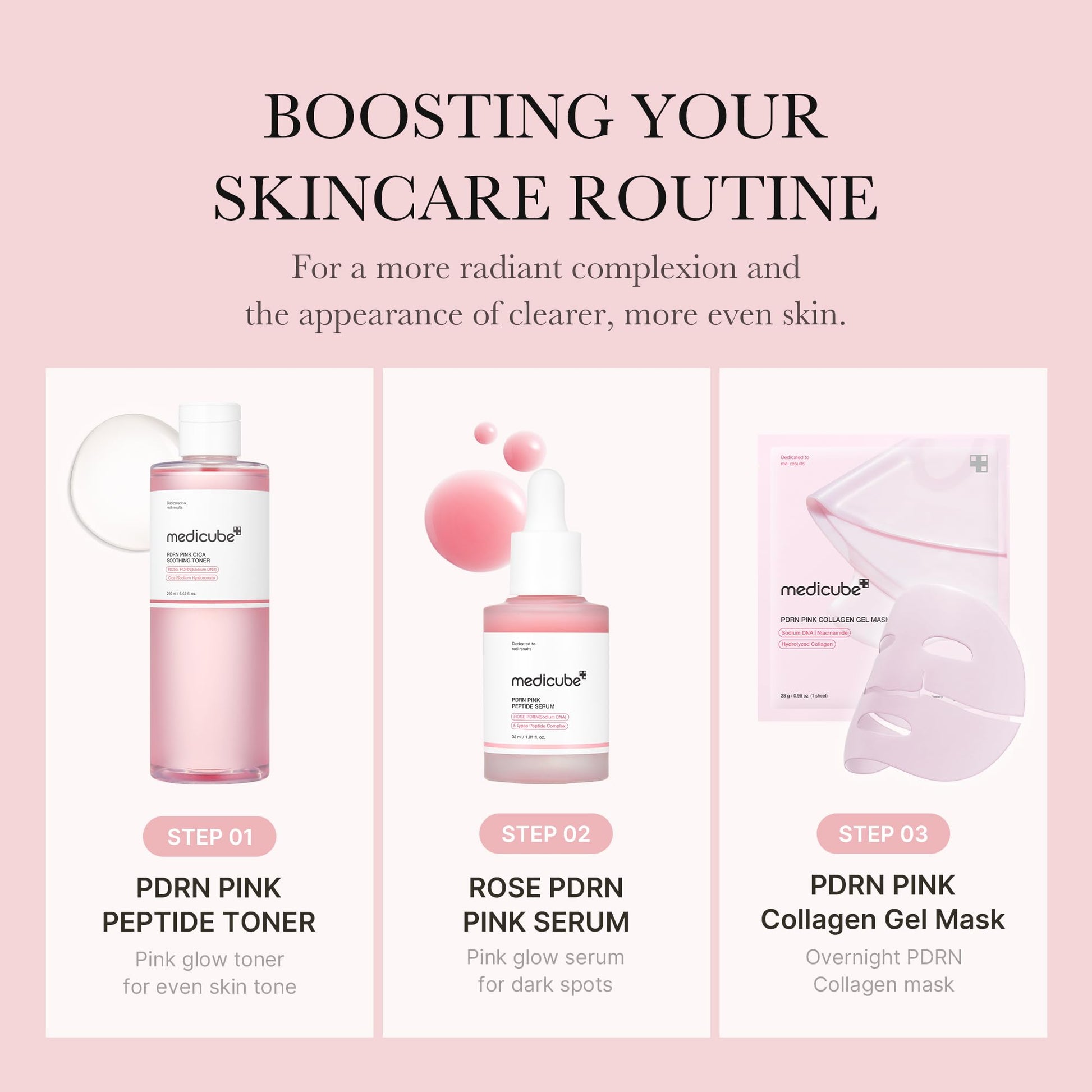 medicube PDRN Toner Rose PDRN Peptide Toner | Lightweight & Watery Type for Skin Boosting, Soothing and Calming, Uneven Skin Tone | with Rose, Peptide, Niacinamide | Korean Skincare, 8.45 fl.oz medicubeBuy Supplements Australia