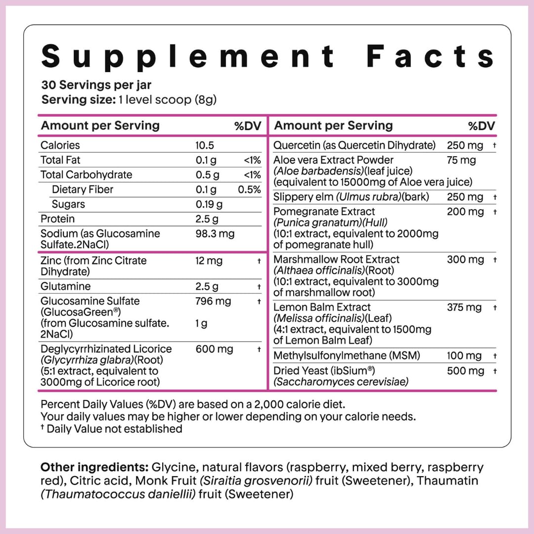 Goodness Lover Gut Soothe & Glow, Gut Digestive Support Supplement with L-Glutamine Powder and MSM, Support Bloat Relief, with Aloe Vera, Slippery Elm, Lemon Balm, 30 Servings Goodness Lover buy supplements Au