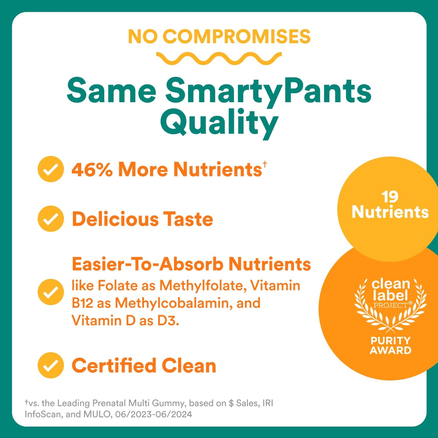 SmartyPants Prenatal Multivitamin Gummies with Omega 3 DHA/EPA, Methylfolate, Biotin, Vitamins D3, C, B12, B6, A, K, and Zinc, Gluten Free, Clean Label