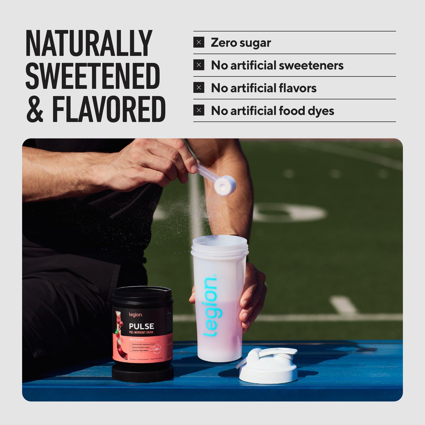 LEGION Pulse Pre Workout Supplement - All Natural Nitric Oxide Preworkout Drink to Boost Energy, Creatine Free, Naturally Sweetened,