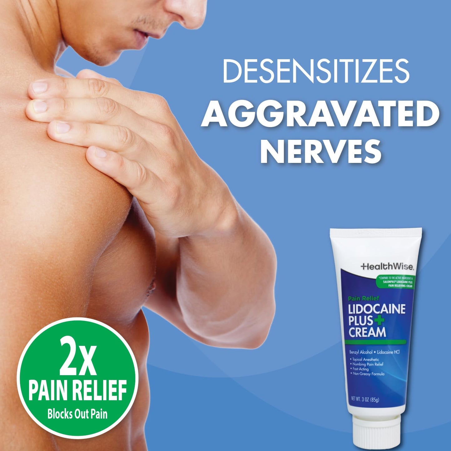 HealthWise Lidocaine Plus+ Cream | Numbs Away Pain | | Non-Greasy | 3.0 Oz | 4% OTC Lidocaine + 10% Benzyl Alcohol | Topical Anesthetic HealthWiseBuy Supplements Australia