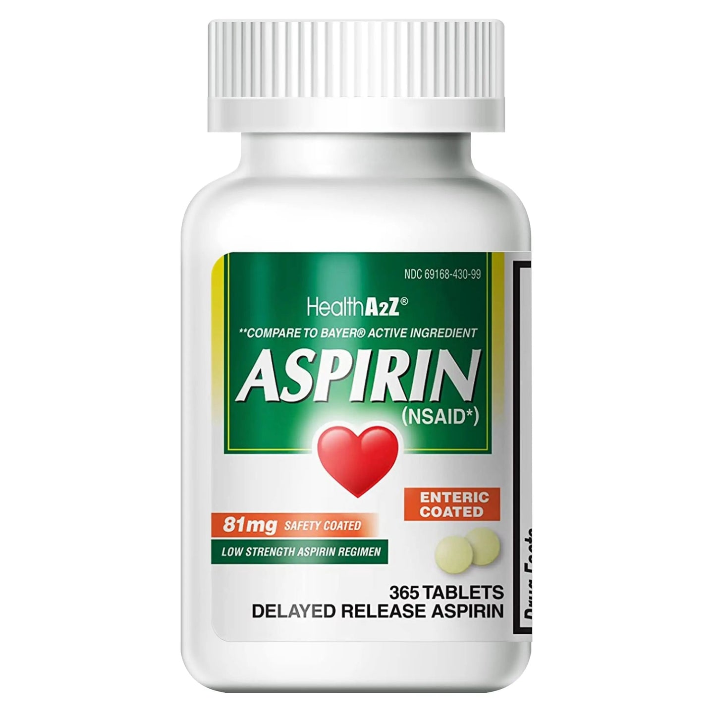 HealthA2Z® Aspirin 81 mg | Low Strength | Enteric Coated | Pain Relief | Reduces Minor Aches Muscle Pain & Cramps | Fever Reducer | Reduces Headache (365 Counts) HealthA2ZBuy Supplements Australia