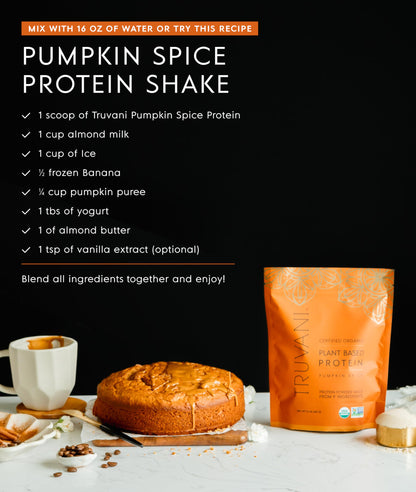 Truvani Vegan Pea Protein Powder | Pumpkin Spice | 20g Organic Plant Based Protein | 20 Servings | Keto | Gluten & Dairy Free