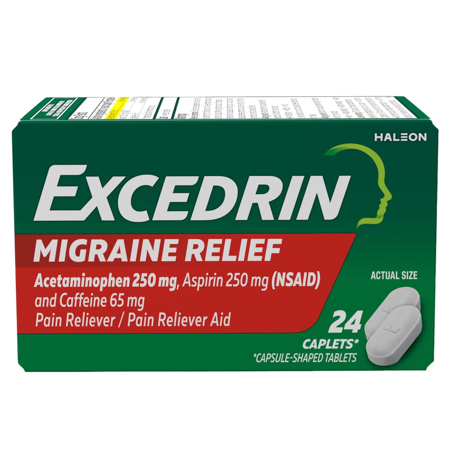 Excedrin Migraine Relief Caplets for Migraine Symptoms, Acetaminophen 250mg, Aspirin 250mg, Caffeine 65mg, Pain Reliever, 24 Count ExcedrinBuy Supplements Australia