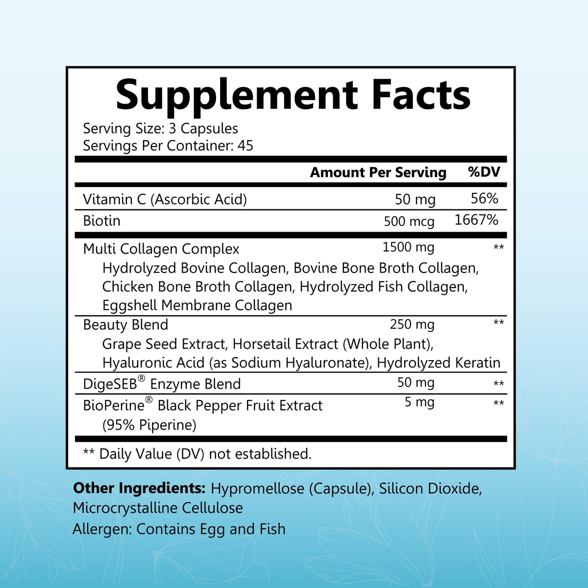 BioSchwartz Hydrolyzed Collagen Peptide Capsules - Multi Collagen Supplements for Women Types I, II, III, V, X with Vitamin C, Biotin,