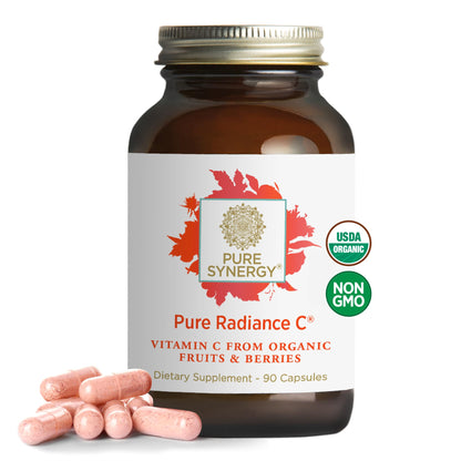 PURE SYNERGY Pure Radiance C | Organic Vitamin C Capsules | 100% Natural, Whole Food, Non-GMO Supplement with Organic Camu Camu