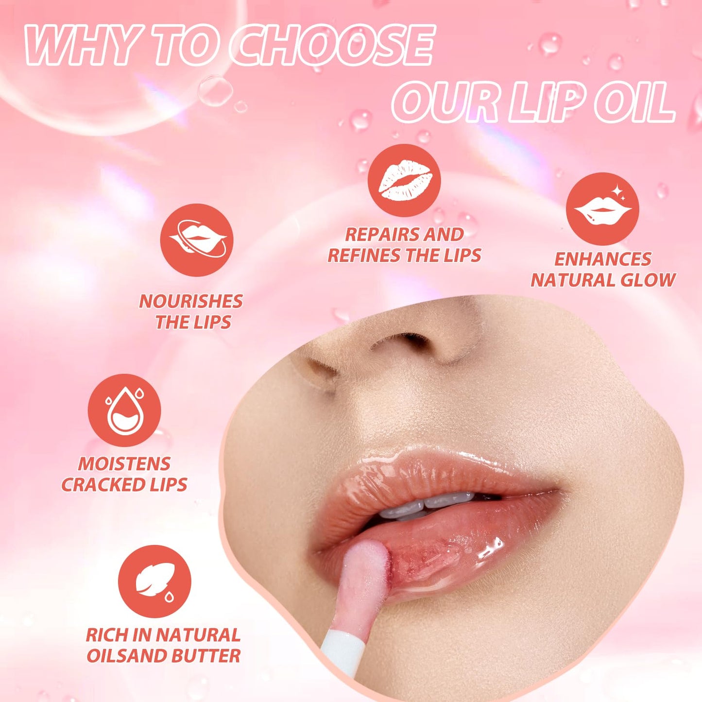 LANGMANNI Moisturizing Lip Oil,No-Sticky Lip Gloss Lip Balm Lip Care,Fruit Flavoured Lip Oil For Dry Lip's Moisturizing Hydrating And Nourishing ((Strawberry)) LANGMANNIBuy Supplements Australia