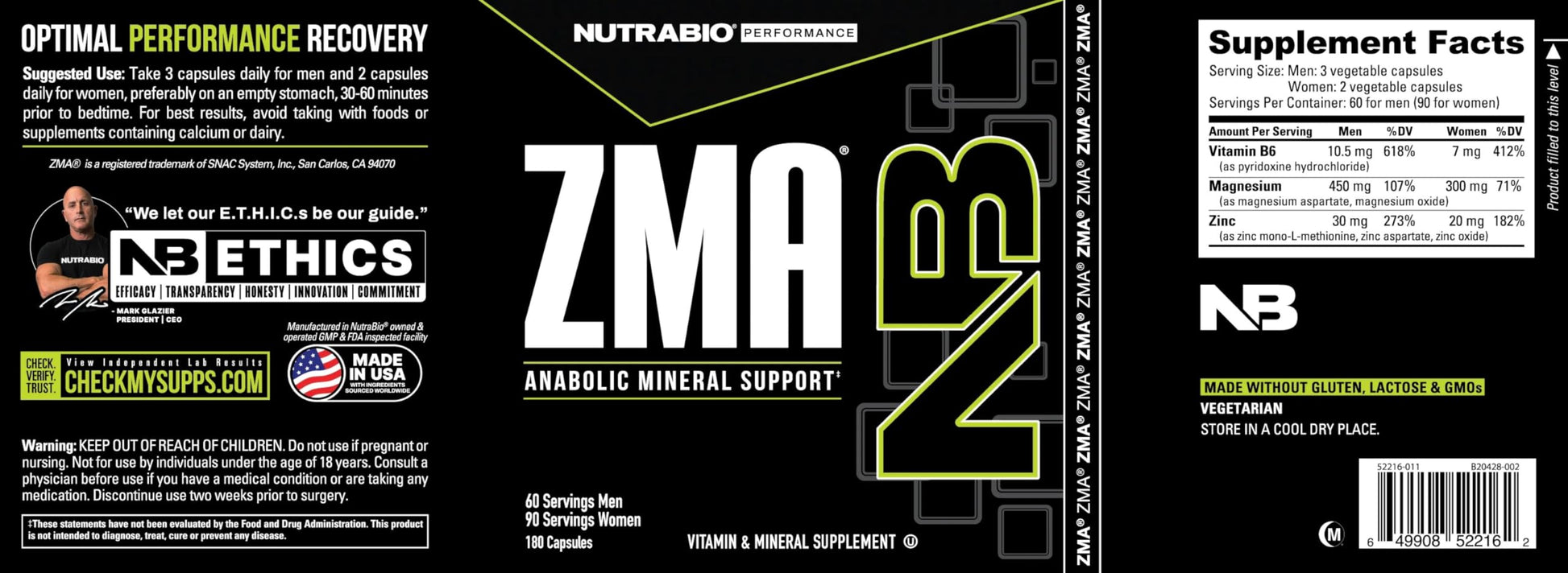NutraBio ZMA Supplements for Men & Women- Zinc Magnesium Supplements to Support Hormone Levels, Peak Performance, Sleep, Muscle Recovery, Immune Health, 180 Ct. NutraBioBuy Supplements Australia