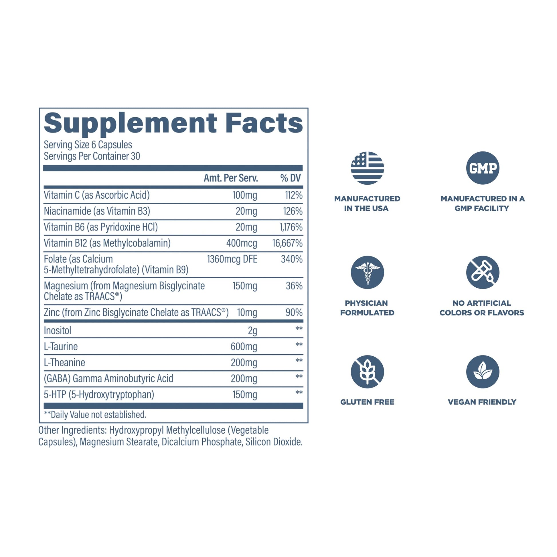 Revive MD Calm, Emotional Well-Being Support Supplement - Stress Management for Men & Women - Mood Enhancement Supplement Promotes Relaxation with L-Theanine, GABA & 5-HTP (180 Capsules, 30 Servings) ReviveBuy Supplements Australia