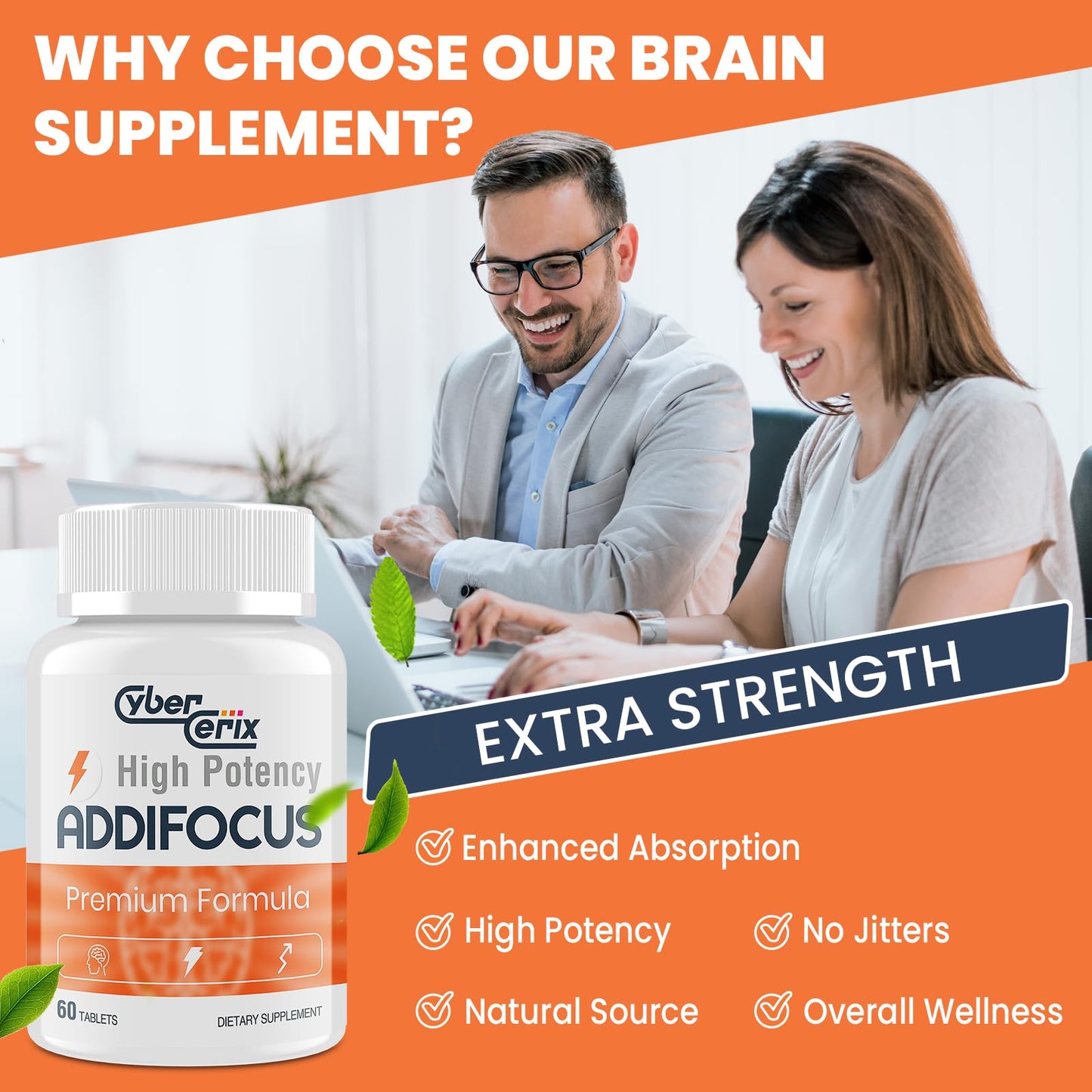 17-in-1 Brain Supplements for Memory and Focus - Formula for Concentration, Clarity, Energy & Focus - Natural Caffeine Blend with Vitamins, Amino Acids & Herbal Extracts - 120 Tablets