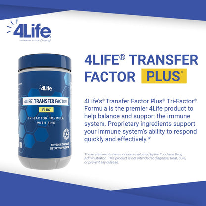 4Life Transfer Factor Plus - Support with Zinc, Super Mushroom Blend (Maitake, Shiitake, Agaricus), and Colostrum & Egg Yolk Extracts - 60 Capsules 4LifeBuy Supplements Australia