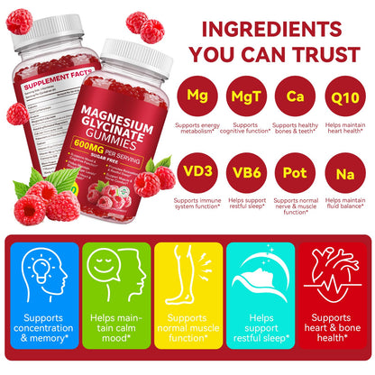 120 Count Magnesium Glycinate Gummies 600mg for Adults, Supports Relaxation, Magnesium Glycinate Chewable,