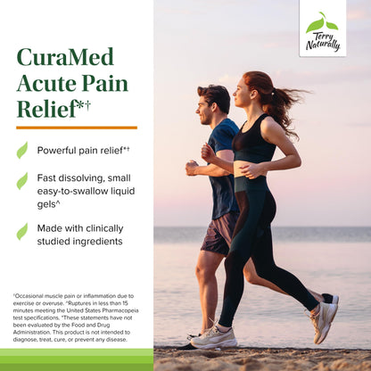 Terry Naturally CuraMed Acute Pain Relief - Supplement with BCM-95 Curcumin & BOS-10 Boswellia - Black Sesame Seed Oil to Support Relief of Occasional Discomfort - 60 Liquid Gels Terry NaturallyBuy Supplements Australia