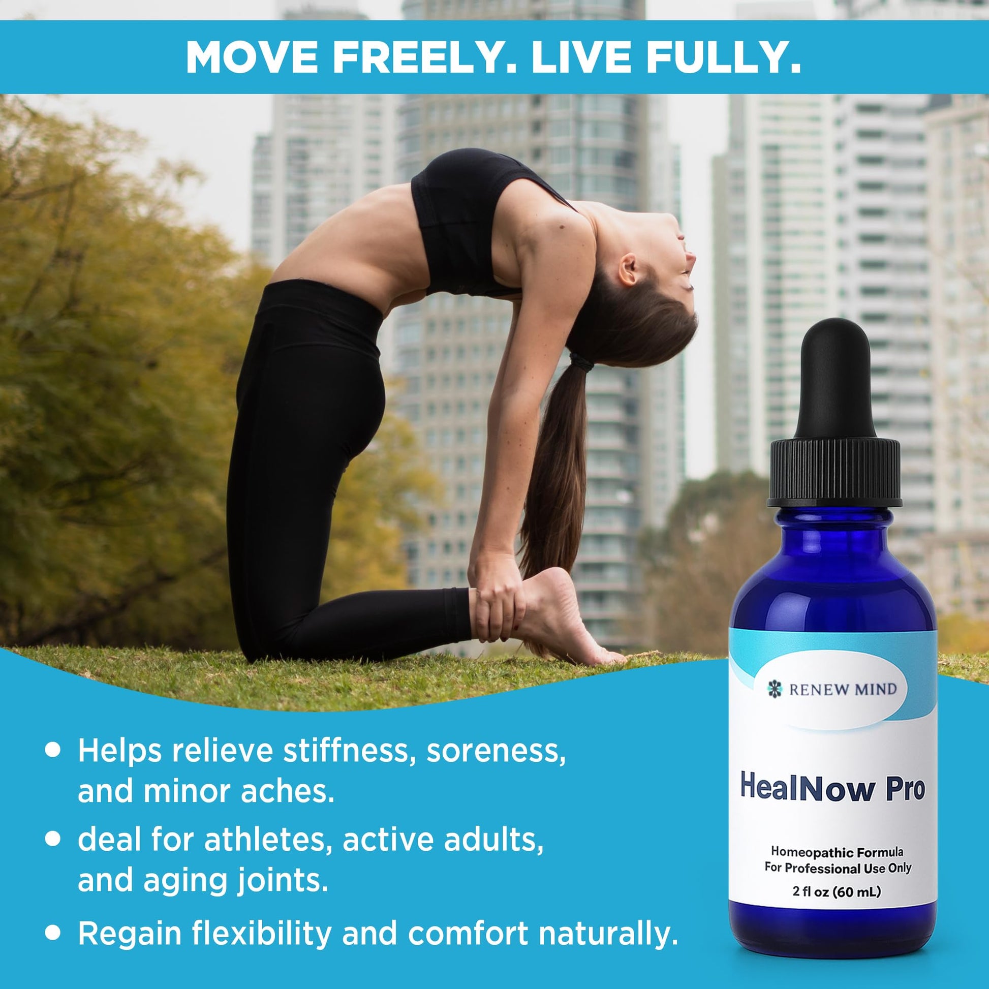 RENEW MIND HealNow Pro Homeopathic Support for Joint Pain, Muscle Aches, Arthritis Pain, and Muscle or Joint Stiffness Professional Grade Formula Promotes Comfort, Mobility & Energy - 2 fl oz RENEW MINDBuy Supplements Australia