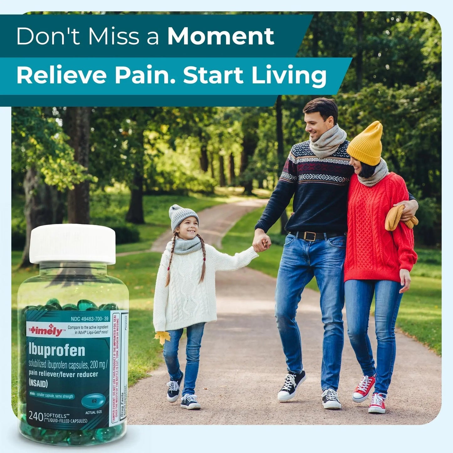 TIME-CAP LABS, INC. Timely Ibuprofen 200mg - 240 Liquid Mini Softgels - Headache Relief, Menstrual Pain, Tooth Ache Muscular Aches & Arthritis Pain TIME-CAP LABS, INC.Buy Supplements Australia