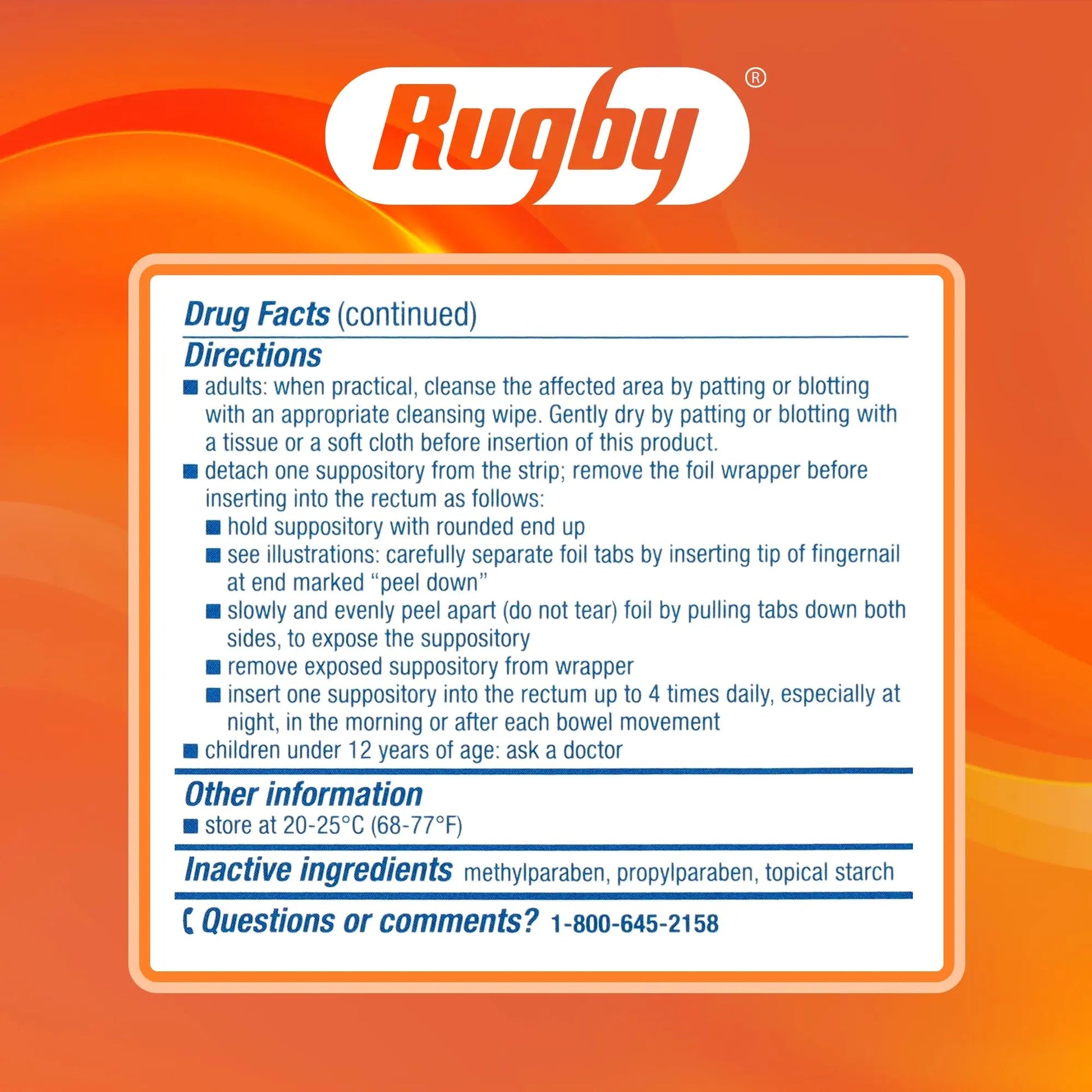 Rugby Hemorrhoidal Suppositories - Soothing and Shrinking Action for Internal Hemorrhoids with Cocoa Butter and Phenylephrine HCl, Easy Open Design - 12 Count RUGBY LABORATORIESBuy Supplements Australia