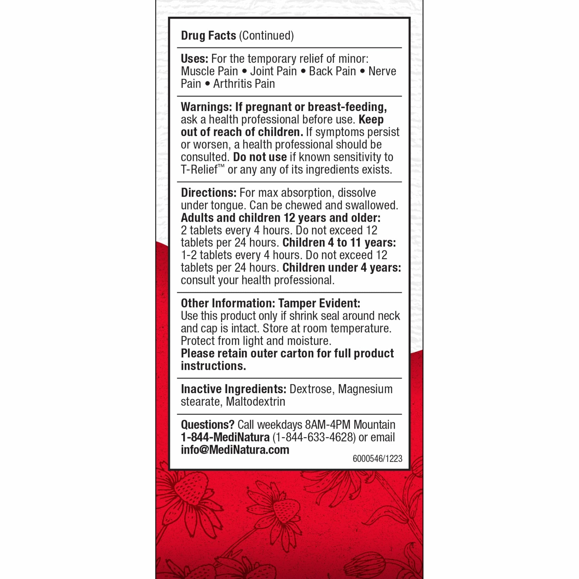 MediNatura T-Relief Pain - Arnica Medication for Naturally Soothing Body Aches - Supports Muscle, Joint & Back Relief - Chewable Tablets - Plant-Based Tablets - Non-Addictive - 100 Count - 2 Pack MediNaturaBuy Supplements Australia