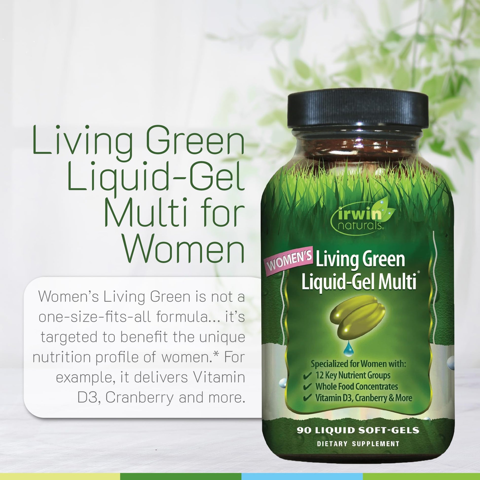 Irwin Naturals Women’s Living Green Liquid-Gel Multi - Whole Food Multivitamin for Women with 70 Nutrients, Omega Oils & Greens Blend - Liquid Soft-Gels with BioPerine® for Absorption - 120 Count Irwin NaturalsBuy Supplements Australia