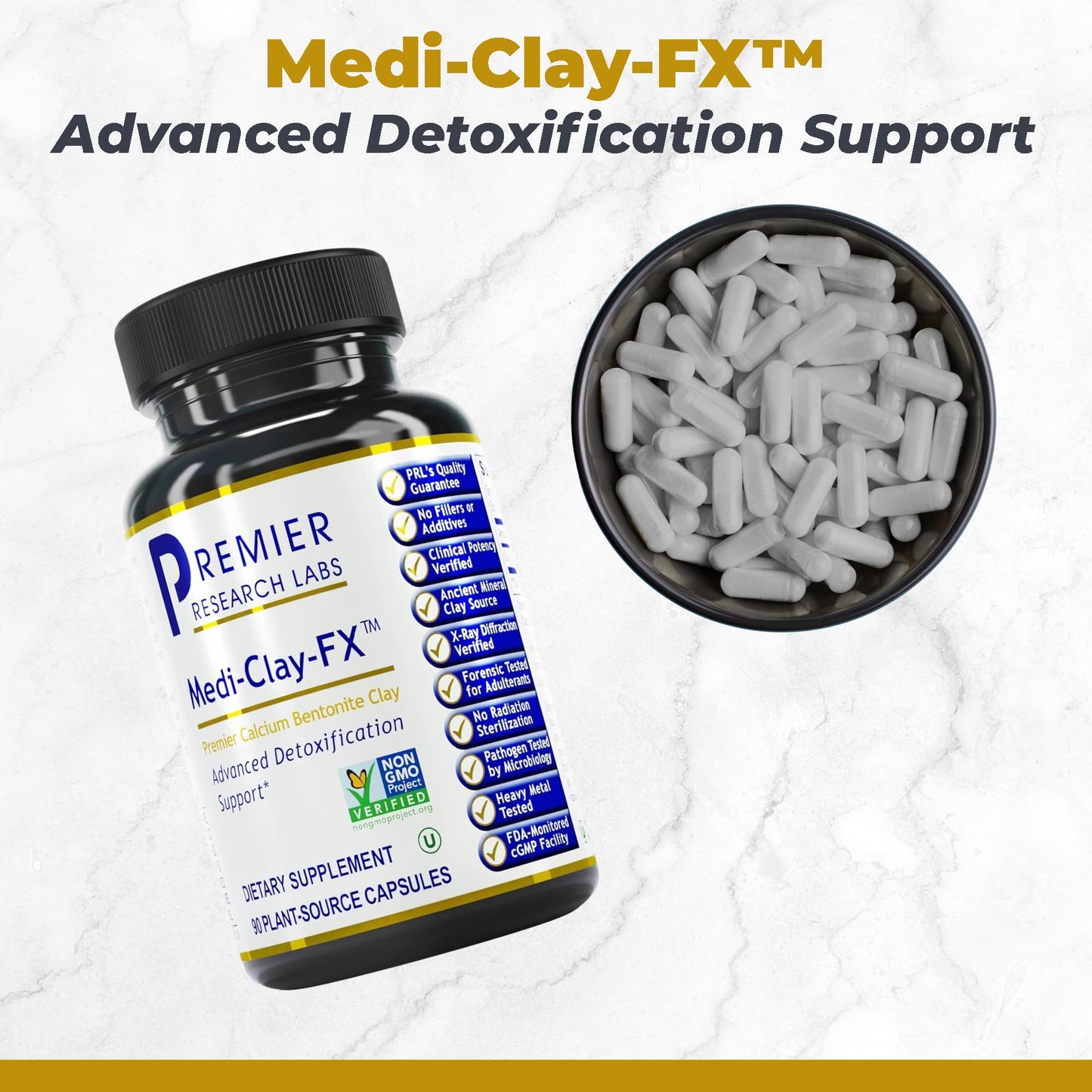 Premier Research Labs Medi-Clay-FX: Bentonite Clay Capsules for Detoxification | Food Grade Smectite Supplement | Absorb Toxins, Supports Cellular Health and Mold Detox - 90 Capsules Premier Research LabsBuy Supplements Australia