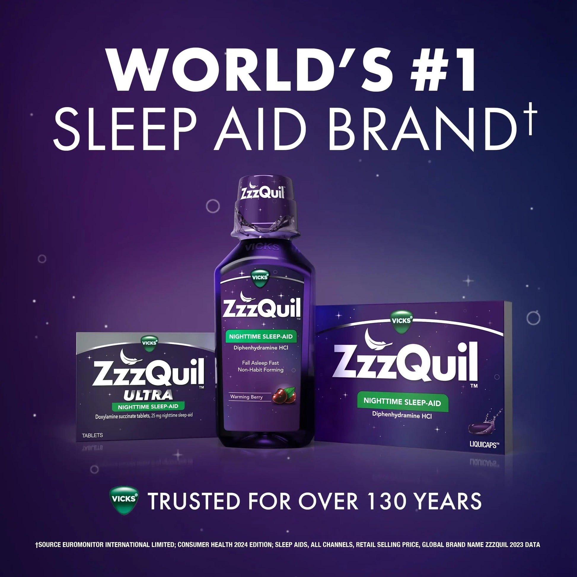 ZzzQuil Liquid, Max Strength Pain Reliever, Nighttime Sleep Aid Liquid, Acetaminophen 1000mg, Diphenhydramine 50mg HCI, Non-Habit Forming, Midnight Berry Flavored, 2 Pack, 24 FL OZ ZzzQuilBuy Supplements Australia