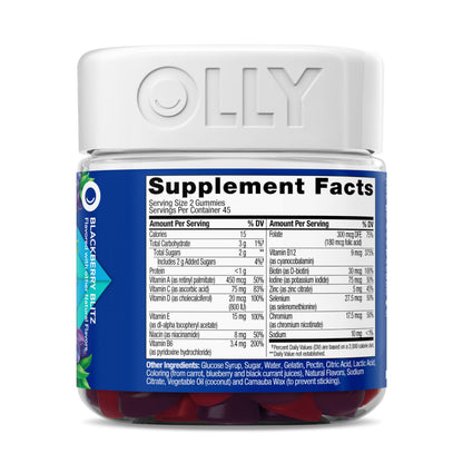 OLLY Men's Multivitamin Gummy, Vitamins A, C, D, E, B, Zinc, Blackberry Flavor, 45 Day Supply - 90 Count
